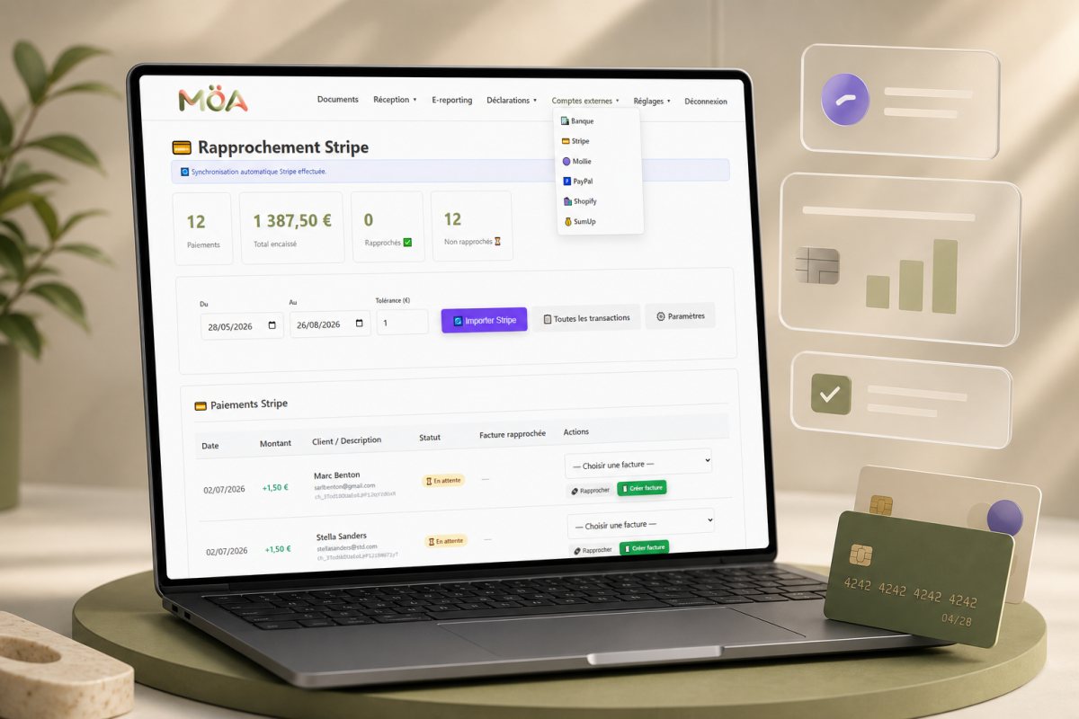 Rapprochement automatique des paiements Stripe dans MöA