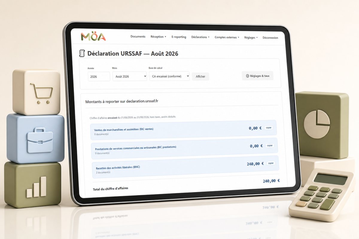 Déclaration URSSAF préparée automatiquement par MöA