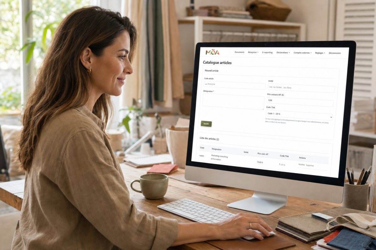 Une formatrice gère son catalogue de prestations dans MöA